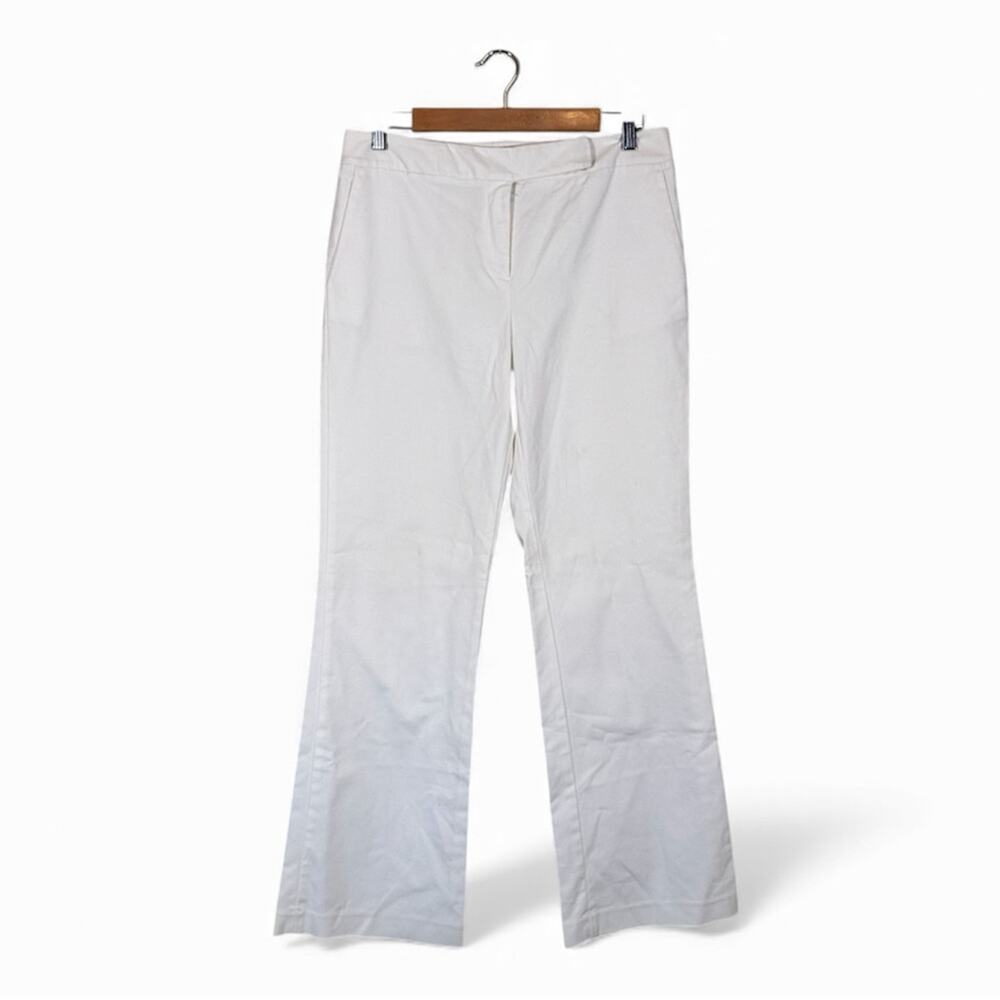 Oscar De La Renta White Wide Leg Trouser Dress Pants Womens 8 Casual Beachy